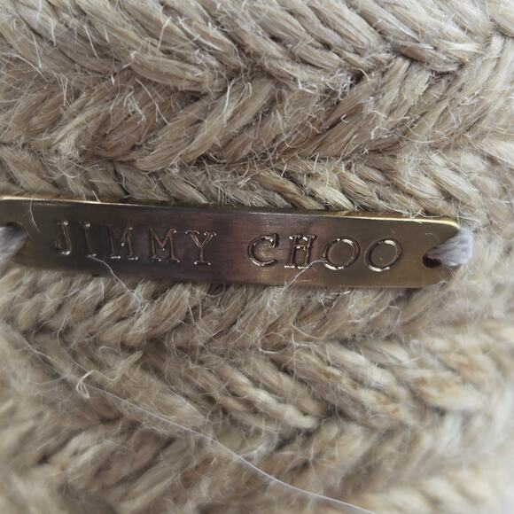 Jimmy Choo Sandals Womens 8.5 38.5 Platform Espadrille Beige Patent Leather - Picture 12 of 15